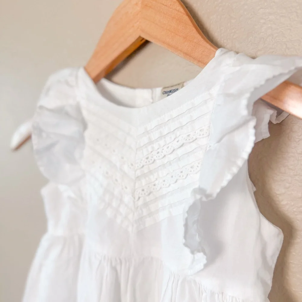 OshKosh B'gosh White Ruffle Tiered Cotton Dress 4